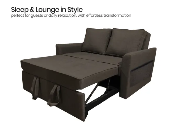 Zenith 2 Seater Sofa Cum Bed in Dark Grey
